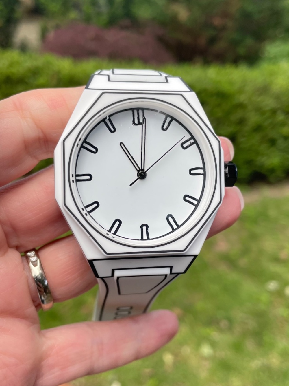 Anime Sketch-Style White 2D Manga Watch Oversized Unisex Tron - Picture 3 of 10